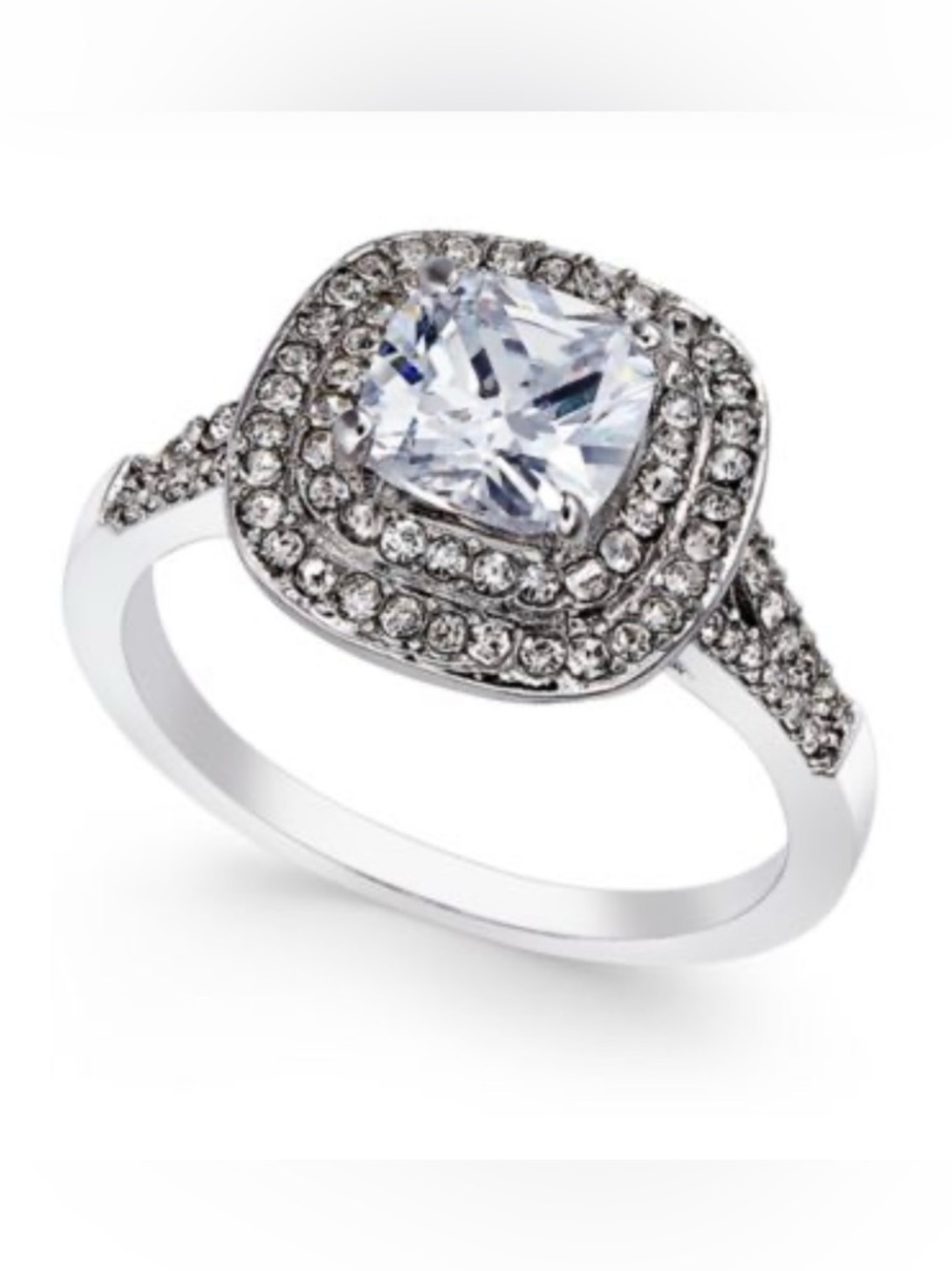 Charter Club Silver-Tone Halo Cubic Zirconia Ring - Picture 2 of 8